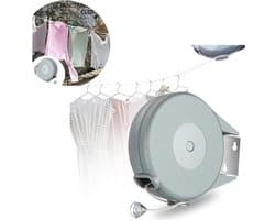 Uitschuifbare waslijn - Waslijn van roestvrij staal - Draagbare reiswaslijn - Sterke waslijn - Winddichte hanger voor buiten kamperen - Waslijn - Grijs