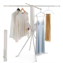Foldable Clothes Drying Rack - Vrijstaande, opvouwbare droogrek met roterende armen efficiënt drogen van kleding - Kunststof en metaal - Wit — thumbnail 1