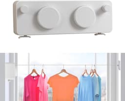 waslijn Heavy Duty Kleding Drogen Waslijn Wandmontage Gemakkelijk Opknoping Kleding Drogen Waslijn Intrekken Hangend Slot om doorzakken te voorkomen — thumbnail 1