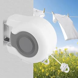 Waslijn Uittrekbaar - Wanddroogrek - Uittrekbare Waslijn Buiten - Dubbele Waslijn - 26 Meter Droogoppervlak - Ruimtebesparend Design - Waslijnhouder — thumbnail 2