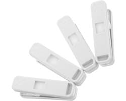 4 stuks- Wasknijpers-wasknijpers kunststof -wasknijpers groot-wasknijpers plastic -Badlaken Knijpers -Strandlaken Knijpers-Handdoek Knijpers-Voor dagelijks wasgoed, strandhanddoek, badhanddoek--Winddicht- Anti Slip-Wit-8.5cm