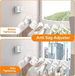 Uittrekbare Waslijn - Wasrek Binnen - Kleding Drogen - Niet Doorhangend - 5.1 Meter - Wit — thumbnail 4