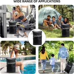 Waterdichte Vouwbare Waszak - 60 x 90 cm - Grote Capaciteit - 120 liter - Voor Thuis, Reizen en Vakantie - Zwart — thumbnail 3