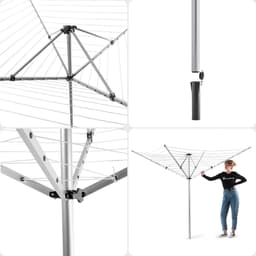 Droogmolen - Wasdroger Kledingrek - Buiten Kleding Drogen - Roestvrij Aluminium - 50 meter - Zilver — thumbnail 2