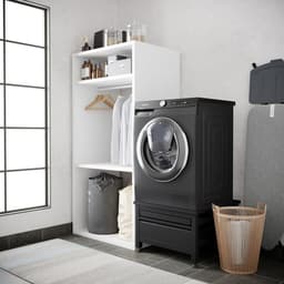 Wasmachine Verhoger - Onderstel met lade - Comfortabel Wassen - Uitschuifbaar Werkblad - 65 x 60.5 cm - Zwart — thumbnail 4