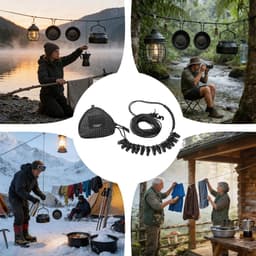 Draagbare Waslijn - Reis Waslijn - Kleding Drogen - Reflecterend Touw - Verstelbaar - Zwart — thumbnail 4