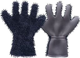 + grijs 1 paar 5-vingerige microvezel washandjes, reinigingshandschoen 5 vingers wassen drogen handdoeken voor auto wassen, motorfiets, stofverwijdering — thumbnail 2