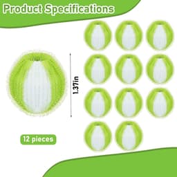 Set van 12 herbruikbare wasballen, haarvanger voor de wasmachine | effectieve haarvanger tegen katten- en hondenharen, voor kleding, handdoeken en beddengoed, mosterdgroen + wit — thumbnail 5