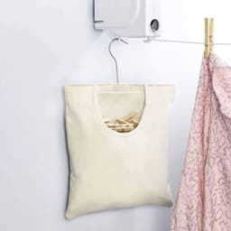 Wasknijperzakken 27 x 32 cm met beugel - Linnen tas om op te hangen - Herbruikbaar organizer voor badkamer of garderobe (Beige) — thumbnail 4