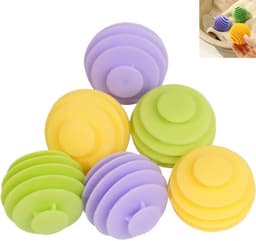 6 stuks - Wasballen voor wasmachine - anti-klit drogerballen - voor wasmachines - 5.6×5.5cm - groen+geel+paars — thumbnail 1
