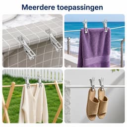 Arvion Grote Wasknijpers 12 Stuks – Roestvrijstalen Handdoekklemmen voor Strand, Zwembad en Huishouden — thumbnail 3