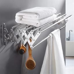Droogrek Kleding - Handdoekhouder Muur - Ruimtebesparend Drogen - Roestvrij Staal - 70 cm - Zilver — thumbnail 3
