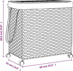 vidaXL - Wasmand - op - wielen - 60x35x60,5 - cm - rattan - wit — thumbnail 2