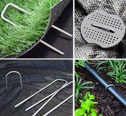 Grondankers voor tuinieren - Onkruidvlies - Tent - Verzinkt - 25 mm diameter - 15 cm lang - 4 cm breed - 50 stuks met bufferschijven — thumbnail 2