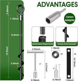 Grondankers heavy duty set van 8 - trampoline grondanker om in te draaien - bestand tegen hoge wind - met straps — thumbnail 5