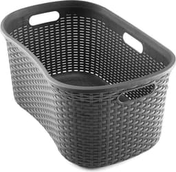 Hipster wasmand van faux rotan - houtskool - 40 liter — thumbnail 5