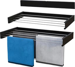 Droogrek toren wasrek - grote capaciteit 178 x 170 x 50 cm - wasdroger uittrekbaar - lengte 66-130 cm - 6 wielen - roestvrij staal folding wall laundry rack — thumbnail 1