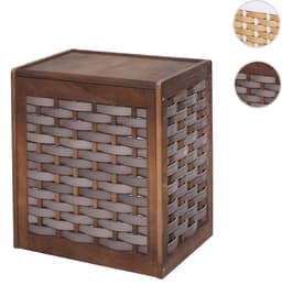 Wasmand MCW-G37, wasverzamelaar wassorteerder wasbox, massief houten shabby-look rieten 61x51x35cm ~ bruin — thumbnail 2