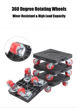 Wasmachine verhoger meubelverplaatsingsgereedschapset Zware meubelverhuizer met verlengstang en 4-zwenkwielen draagvermogen 400 kg zwart 34 cm - 7896 Wasmachine verhoger — thumbnail 4