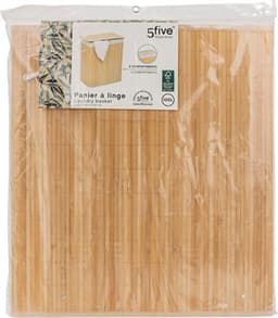 5Five Wasmand dubbel compartiment - bamboe - met deksel - naturel - 52 x 32 x 63 cm - 100 liter — thumbnail 2