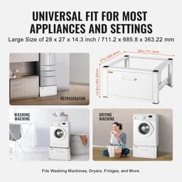 Hanimo Wasmachine Verhoger Met Lade - Wasmachineverhoger - Wasmachine Opbouwmeubel - Wasmachine Sokkel - 36cm Hoog - Wit - Universeel — thumbnail 4
