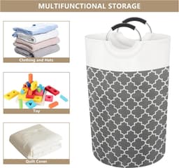 Opvouwbare wasmand - 82 liter wasverzamelaar - grijs - Oxford-stof — thumbnail 5