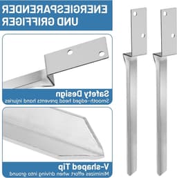 Dailygoods- Grondankers - Set van 2 - Thermisch verzinkt staal - Bodemhuls 4 x 50 cm - L-vorm - Geschikt voor houten palen - Weerbestendig - Paalankers — thumbnail 2
