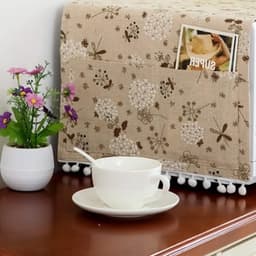Stofdichte Magnetronhoes voor Bescherming, Antivettige Deksel en Keukenaccessoire met Grijze Paardebloemprint, Ideaal voor Thuisgebruik en Keuken Decoratie — thumbnail 2