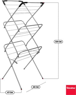 Tomado - Droogrek Concerto - 9,5 meter drooglengte - Zwart - Met haakjes voor kledinghangers — thumbnail 3