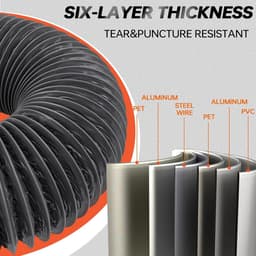 Ulisem - Droogafvoerslang - 10 cm doorsnede x 91 cm lengte - 6 lagen flexibel aluminium - Inclusief rubberen afdichtingen en klemmen - Hittebestendig tot 100°C - Universele pasvorm voor nauwe ruimtes — thumbnail 4