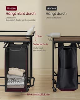 ITRONIQ Wasmand 3 delig - Wassorteerder met Wielen - Wasmand met Plank - Zwart - Was Sorteren - Met Frame — thumbnail 5