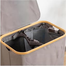 Wasmand met Deksel, 2 Compartimenten en Verwijderbare Waszakken, Vouwbare en Waterdichte Wasbox voor Badkamer, Slaapkamer en Wasruimte, Ruime Inhoud en Duurzaam Ontwerp — thumbnail 3