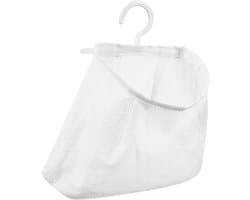 Opbergtas Wasknijpers - Hangende Net - Spullen Organiseren - 360 Graden Haak - 24.5 x 22 cm - Wit