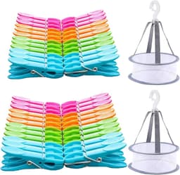 Wasknijpers met mand - Kledingknijpers - Kleding drogen - Winddicht ontwerp - 48 stuks - Multicolor — thumbnail 1