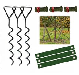Spiraal Grondanker Set – 3 Stuks (40cm – Zware Grondschroef voor Tent & Tarp – Haringen Camping / Honden Anker / Boom Verankering – Inclusief Touwen & Banden — thumbnail 1