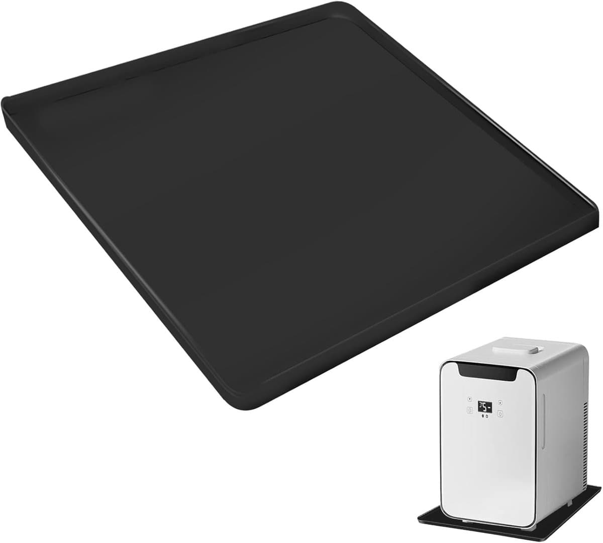 Siliconen Vloermat - Lekbak Mat - Apparaten Beschermen - Waterdicht Ontwerp - 60 x 60 cm - Zwart — afbeelding 1