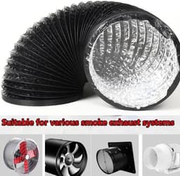 Droger Vent Slang - Afzuigslang Ventilatie - Luchtstroom Verbeteren - Flexibel Aluminiumfolie - 5 meter 200mm - Zwart — thumbnail 3