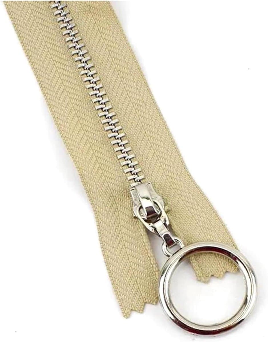 Metalen vervangende naaiende nylon ritsen, 5 stuks metalen ritsen sterke ritsen kleurrijke ritsen(Khaki,Open End 40Cm) — afbeelding 1