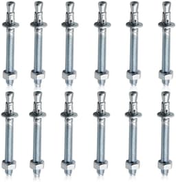 Boutenankers Set - Spieankers Schroeven - Zware Bevestiging Beton - Snelle Montage Tijdloos - M10x110mm 12 Stuks - Zilverkleurig — thumbnail 1