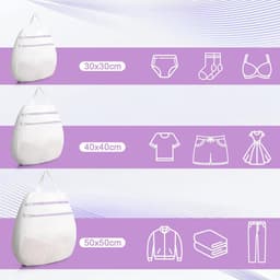 3-delige wasmachine met dubbellaags wasnet en herbruikbare waszak van mesh Geschikt voor bh's, sokken en paarse kleding (30 x 30 cm, 40 x 40 cm, 50 x 50 cm). — thumbnail 3
