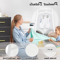 Grote waszak voor schoenen met rits en riem, ideaal voor sneakers en kleding in de wasmachine en droger, gemaakt van honingraat mesh materiaal — thumbnail 5
