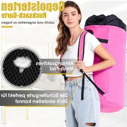Grote Vuilwaszak XXL 115L met 2 Verstelbare Schouderbanden, Opvouwbare Opbergzak voor Kleding en Reizen — thumbnail 4