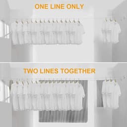 Premium uitschuifbare waslijn | Stevige uitschuifbare lijn, geschikt voor het drogen van kleding binnen en buiten, ook ideaal voor op reis of tijdens het kamperen, vergrendelbaar om doorhangen te voorkomen (wit) - 4,2 meter — thumbnail 3