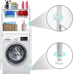 Shelf over washing machine for storage, laundry cabinet with 3 shelves, side cabinet, organizer made of metal, white, for pantry (rectangular washing machine) — thumbnail 5