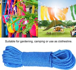Waslijn Touw - Kledinglijn Koord - Kleding Drogen - Stevig Nylon Materiaal - 20 meter - Blauw — thumbnail 5