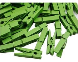 Houten Wasknijpers - Kleurrijke Clips - Decoreren en Knutselen - Natuurlijk Hout Materiaal - 100 Stuks 35 cm - Gemengde Kleuren
