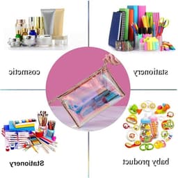 Draagbare Reiswaszak en Transparante Make-up Tas met Rits voor Kantoorbenodigdheden en Make-up Accessoires, 2 Stuks — thumbnail 4