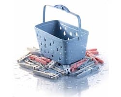Wasknijperset met mand - Kledingklemmen set - Kleding drogen - Antislip handgreep - 30 stuks - Kleurrijk