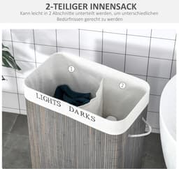 Smal textiel opvouwbare wasmand met deksel en twee vakken — thumbnail 5