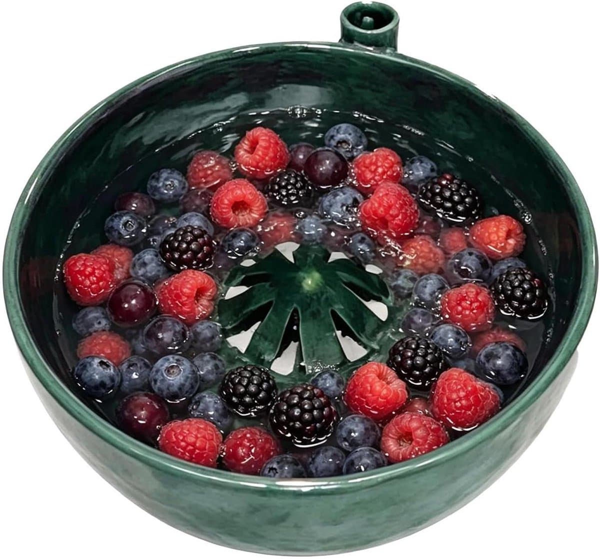 Waskom Groentereiniger - Fruit spinner - Hygiënisch Bereiden - Zacht wervelend ontwerp - 15x15x8 cm - Bosgroen — afbeelding 1
